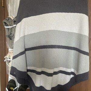 Gray and White Striped Poncho
